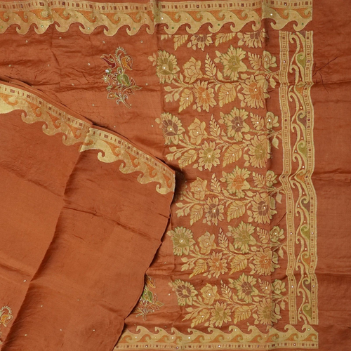 Sari Tissu Vintage 100% Soie Jaune - 4,6 M X 43 Pouces - Fait Main Inde - Création Couture