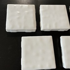 Vintage Huntington USA Made 10 White 4" Square Dimple Mid Century Bath Tiles NOS
