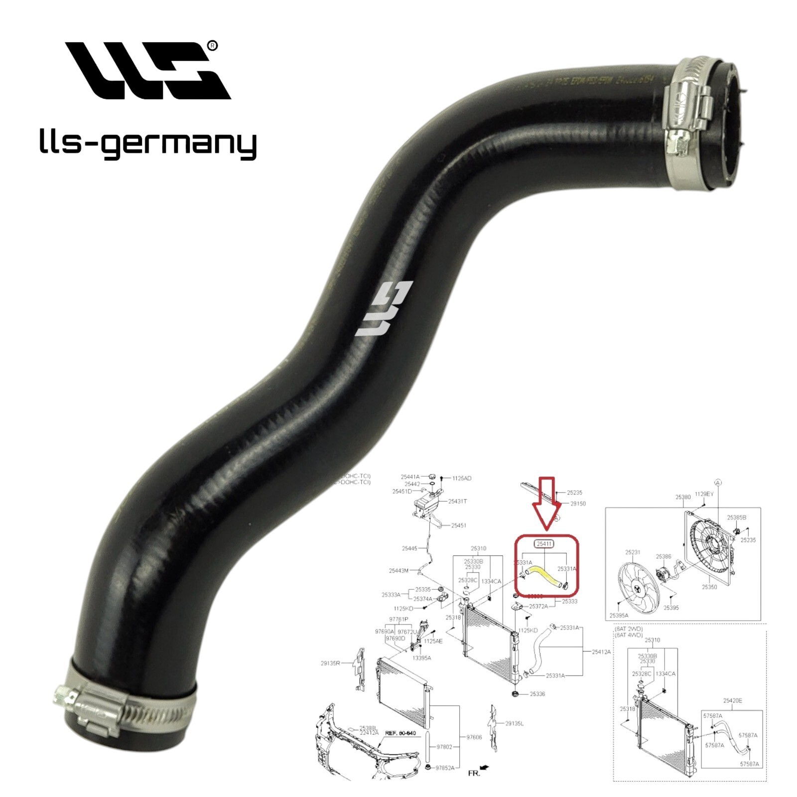 Cooler Hose For HYUNDAI SANTA FE 2.0 CRDI 2.2 CRDI 254112B700 Water Hose