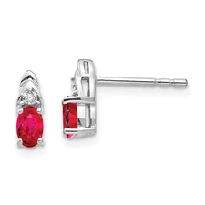 14K White Gold Genuine Ruby Diamond Earring Jewerly