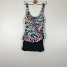 Azul by Maxine of Hollywood floral faux skirtini one piece draw side swimsuit 8