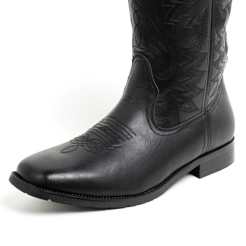 Botas vaqueras negras para hombre Western bordadas punta cuadrada - Imagen 5 de 10