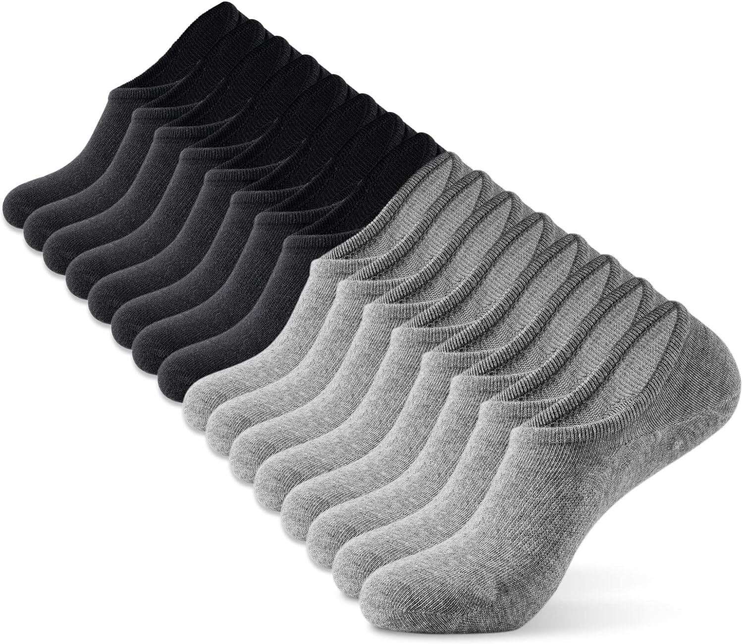 IDEGG No Show Socks Men Low Cut Ankle 10-14, Color C-8 Pairs-4 Black+4 Gray-image