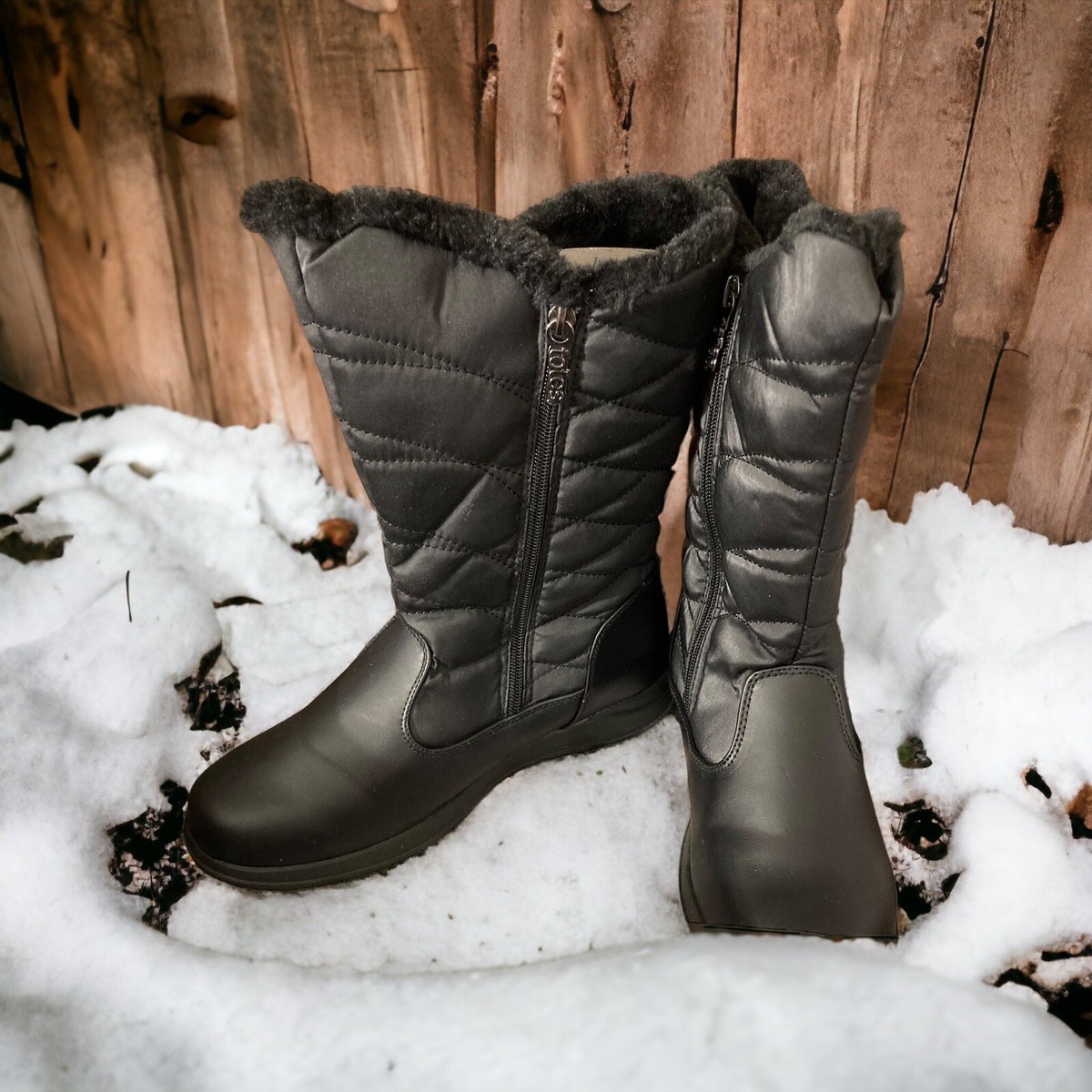 TOTES $89 JAZZY BLACK Faux Fur Lined Quilted Waterproof Winter