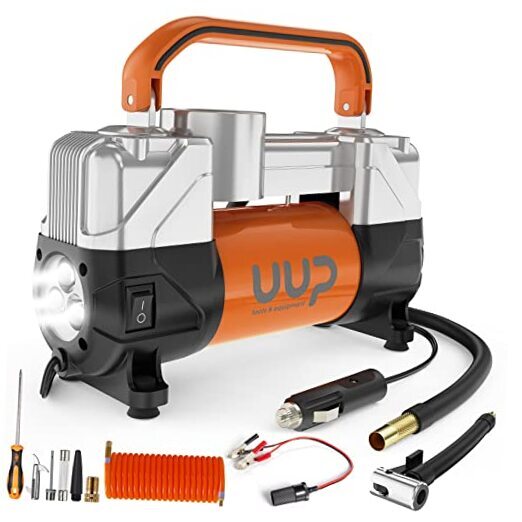  Tire Inflator Air Compressor, 150PSI 12V DC Double Cylinders Heavy Duty Orange