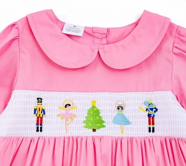 NEW Boutique Christmas Nutcracker Girls Smocked Embroidered Dress - Image 2 of 4