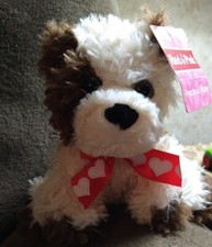 Valentine's Puppy Dog Plush Red Bow w/ White Hearts 6.5" CVS DAN DEE Stuffed Toy