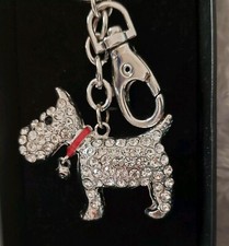Image of Metallic Westie Dog Crystal Key Fob Keyring, New in Box H=10cm