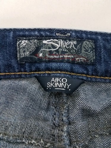 Pantalones de mezclilla plateados Aiko ajustados azules desgastados rasgados talla W25 x L31 - Imagen 7 de 12