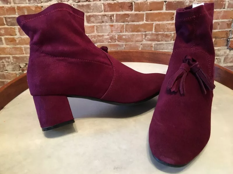 Wine suede deals ankle boots
