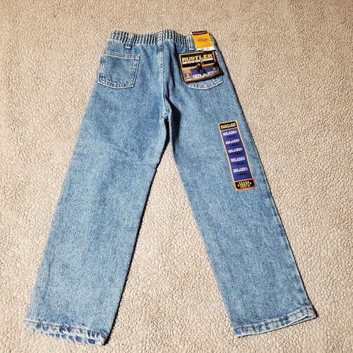 Boys Wrangler Rustler Relaxed Blue Denim Jeans Elastic Waist Sz7 Reg *NWT