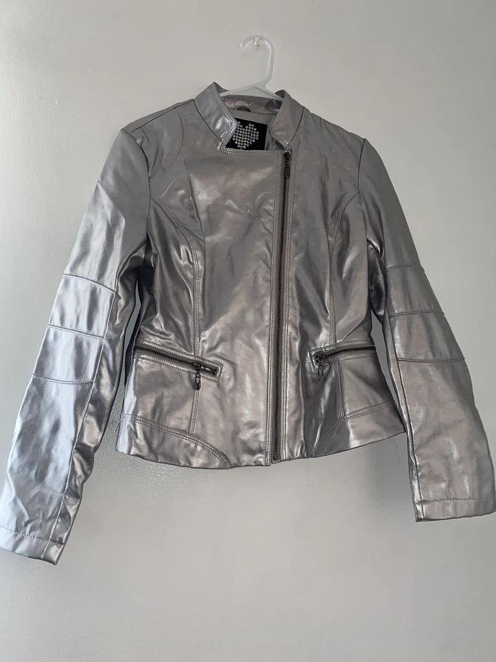 Brave Soul Chaqueta Imitación Cuero Cintura Fruncida 2 Bolsillos Cierre Cremallera Completa Foto 2 de 4