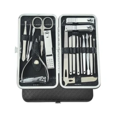 19PCS Pedicure Nail Toe Clippers Manicure Kit Cleaner Cuticle Grooming Set Case