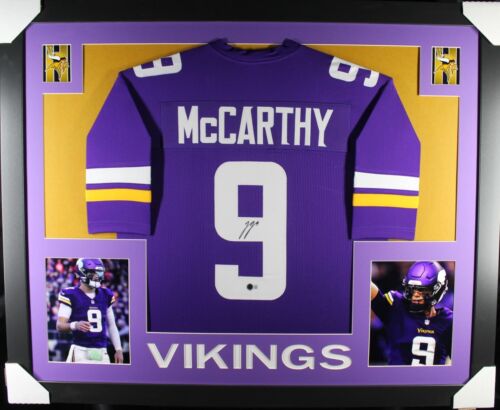 JJ MCCARTHY Signed/Autographed Custom Jersey Framed 35x43 - Beckett