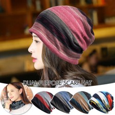 Womens Dual-purpose Scarf Hat Baggy Slouchy Beanie Hat Headwear Ladies Chemo Cap