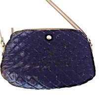 Nine West Black Velvet Quilted Crossbody Handbag Small Snap Closure 9x6 EUC