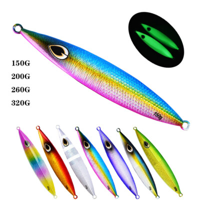 Deep Sea Luminous Slow Fall Pitch Metal Jig Fishing Lure 150G 200G 260G 320G