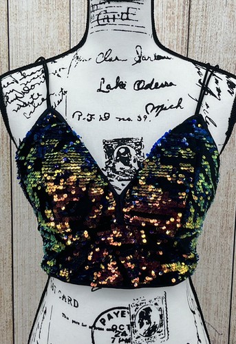 Milk & Honey Sequin Velvet Bralette Cropped Top Size Medium - Picture 2 of 8
