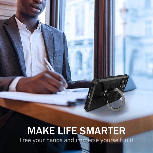 For iPhone 16 15 14 13 12 Pro Max Magnetic MagSafe Shockproof Ring Stand Case - 第 23/91 張圖片