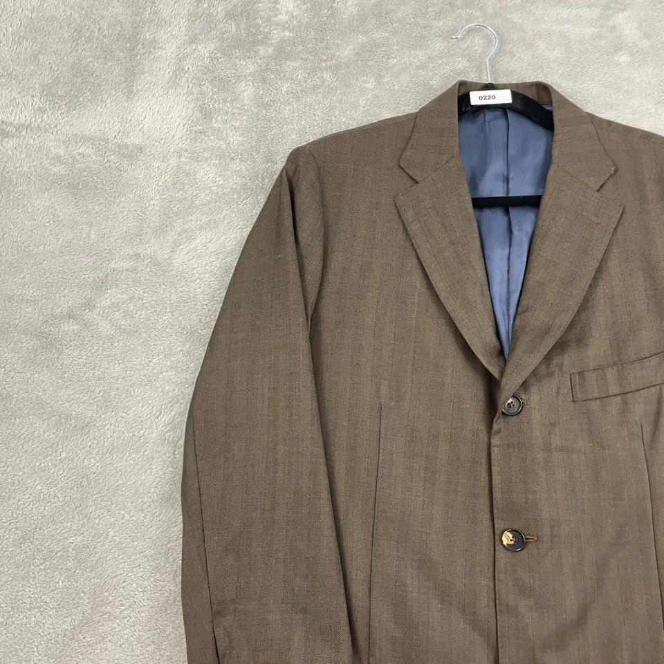 Blazer de lana Gianluca Isaia Napoli abrigo deportivo para hombre 54/44 marrón azul rayas Italia Foto 2 de 4
