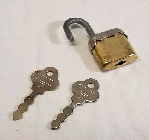 2 Toned Lock & 2 Keys Mini Padlock/ Purse Luggage Bag Jewelry Box Gold & Silver - 第 1/10 張圖片