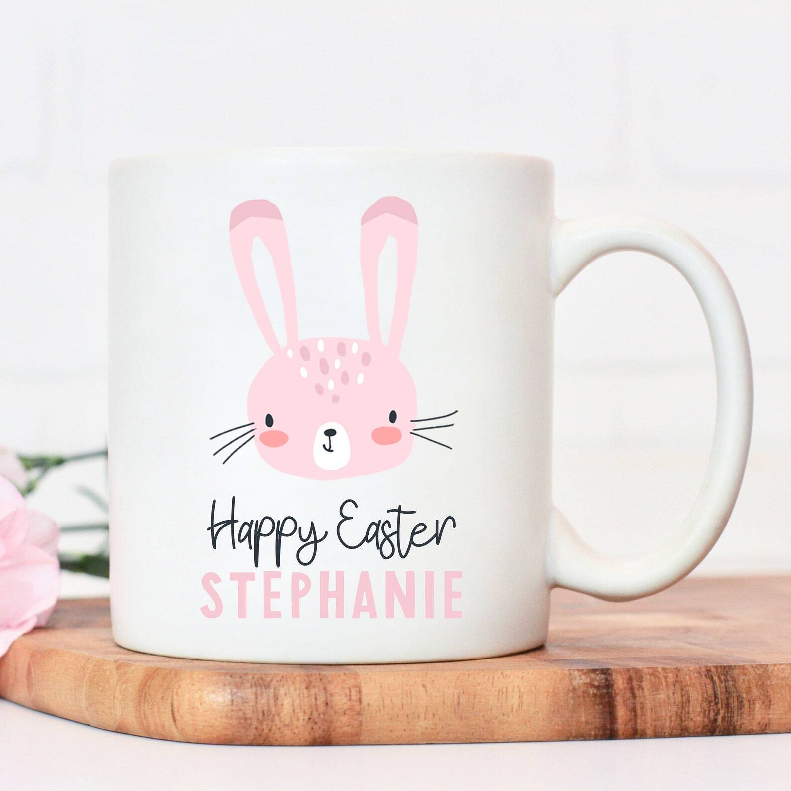 Personalised Easter Gift Pink Easter Bunny Happy Easter To Go With Easter Egg