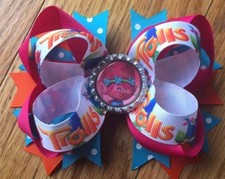 Trolls Poppy Over the Top Boutique Double Layered Bow