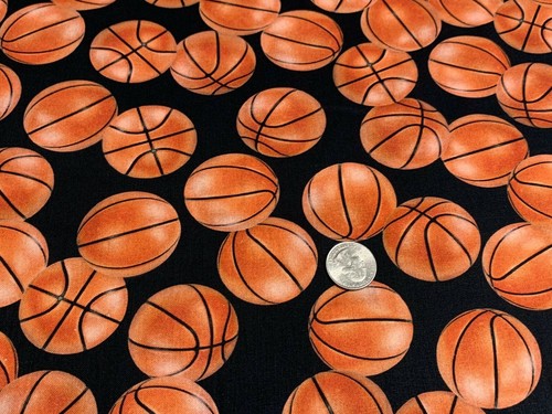 Campo da basket tessuto KAUFMAN su cotone nero 1/4 iarda 1372 - Foto 4 di 6