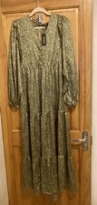 Boohoo Maxi Dress Size 12. Silky Green Animal Print 
