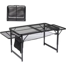 Portable Folding Grill Table, Outdoor Adjustable Lightweight Aluminum Table