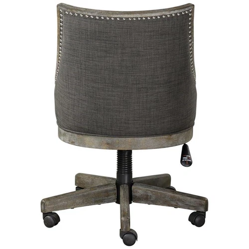 Uttermost Aidrian Metal and Wood Swivel Desk Chair in Nickel and Gray - Picture 6 of 10