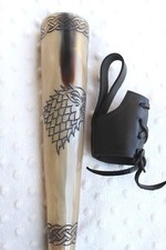 Groomsman Game of Thrones stark house direwolf carved beer Viking drinking horn