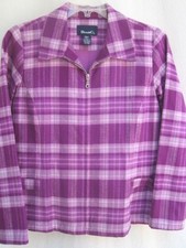 Qvc..denim & Co..soft..cotton..flannel..purple..plaid..jacket..nwot S / M