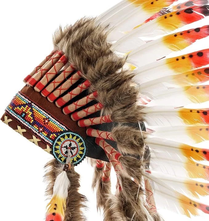 Native American Indian Headdress Large Feather Headdress for Native - Image 3 of 4