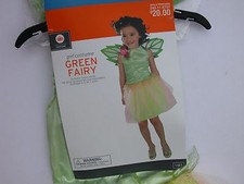 NWT NEW Halloween Costume L 10-12 Girl Green Fairy Dress Wings