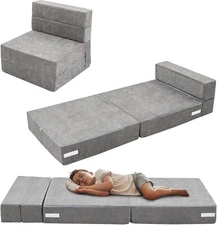 ABORON Kids Folding Floor Sofa Bed Chair Guest Sofa Bed Fold Out Couch 3-in-1