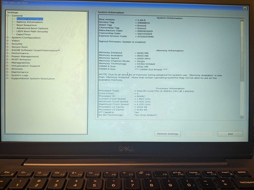 Dell LATITUDE 7300 13" HD I5-8365U 1TB NVMe SSD 8GB W10P Backlit, Webcam - Picture 15 of 15