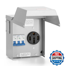 50 Amp Temporary RV Power Outlet with Breaker, Outdoor Breaker Box