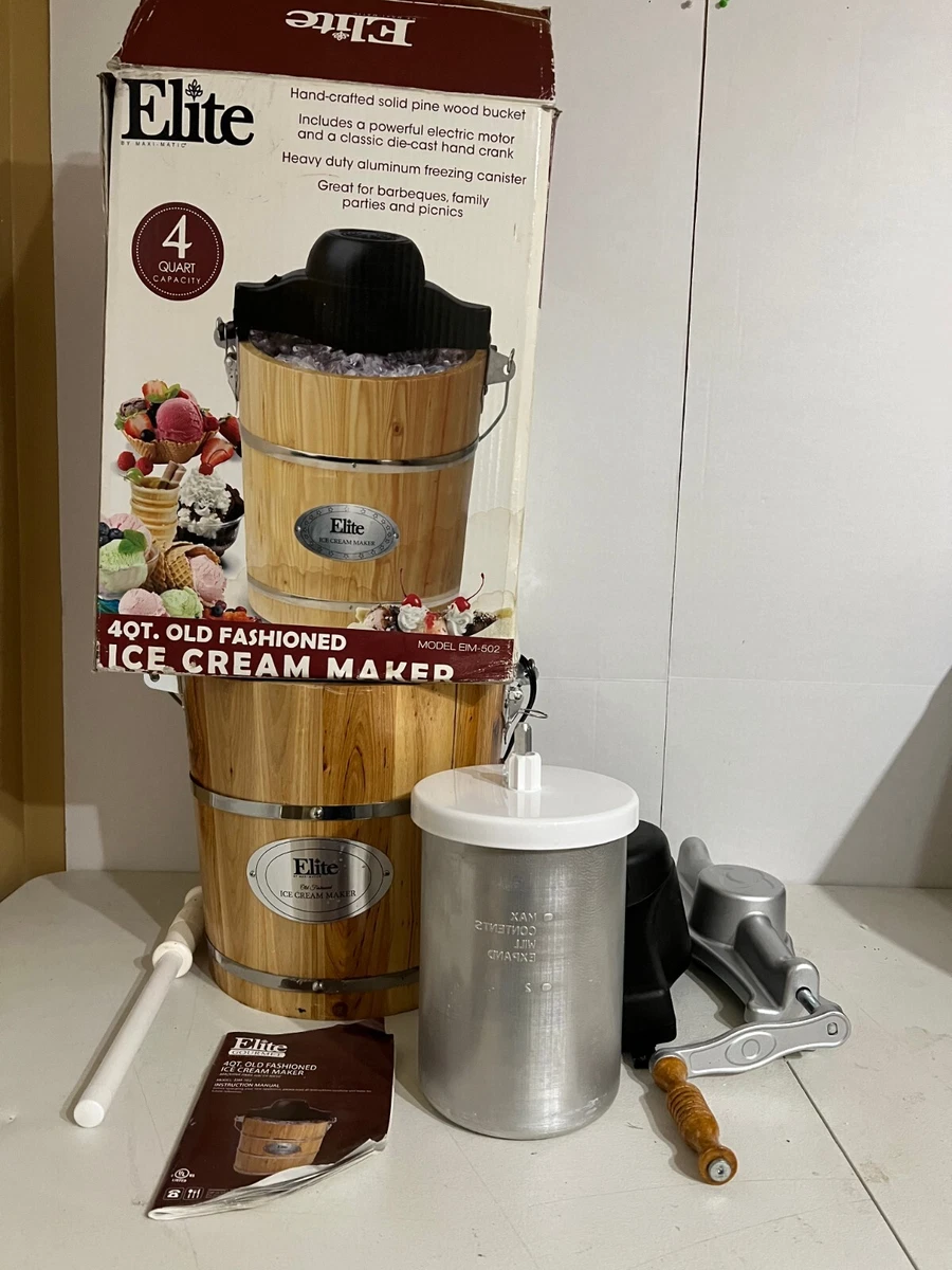 Elite 4 Quart Old Fashioned Ice Cream Maker Electric Model EIM 502