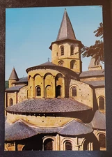 vtg postcard conques en rouergue chevet de l'eglise l'abside France unposted