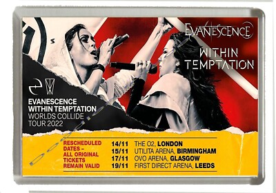 Evanescence - Worlds Collide UK Tour 2022 - Jumbo Kühlschrankmagnet 90mm x 60mm
