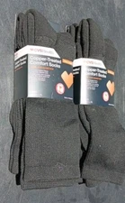 2 Pks. Copper-Treated Comfort Unisex Crew Socks Size L/XL Black 3 pairs (K23)