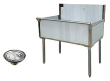 NSF 36" Utility Sink One Compartment Stainless Steel w/ Backsplash Drainboard
