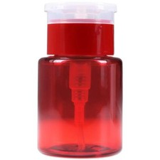 PANA 3oz Red Plastic Push Down Liquid Pump Dispenser Bottle with Flip Top Cap