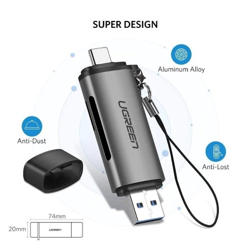 Ugreen 2-in-1 USB-C + USB 3.0 TF/SD Card Reader OTG Memory Card Adapter 50706 - Picture 7 of 23