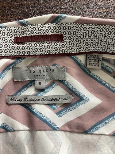 Camisa con estampado de diamantes TED BAKER para hombre talla 6 se ajusta como ajustada XXL (EE. UU.) malva SS - Imagen 2 de 12