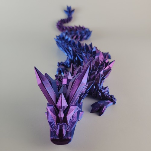 24" Purple & Blue Crystal Articulated Dragon Sensory/Fidget Toy, Desk Decor - Picture 10 of 11