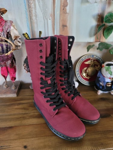 maroon canvas doc martens