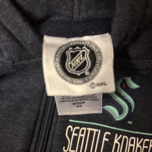 Seattle Kraken Hoodie With Decorative Sleeves Navy Blue Unisex Size Small - Picture 5 of 5