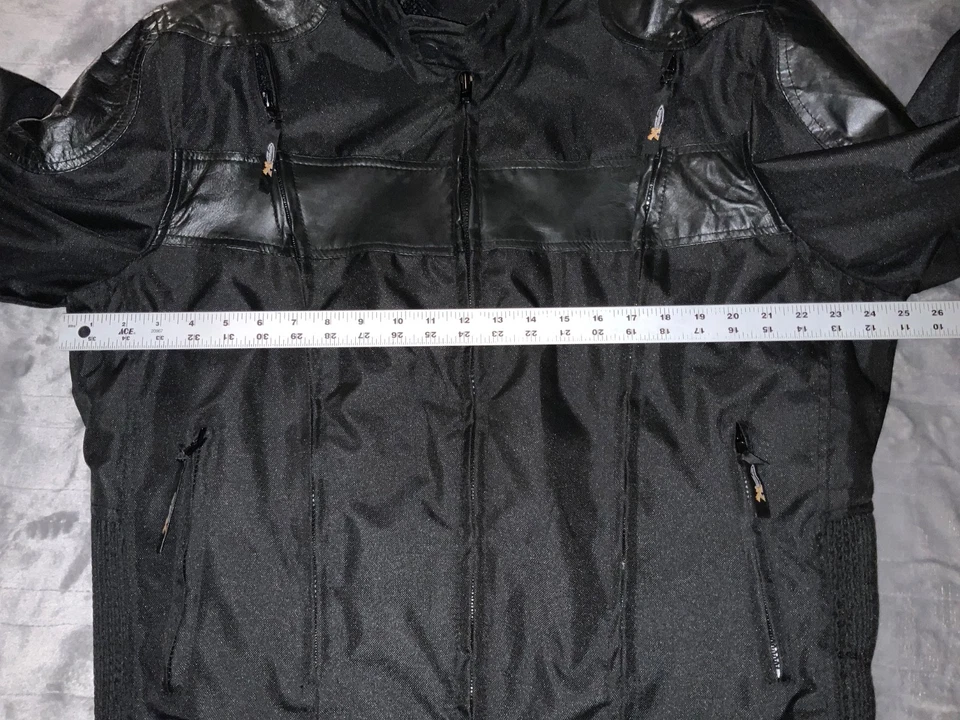 Xelement Black LG  Wind/Waterproof Armored Padded Motorcycle Jacket - Image 4 of 4